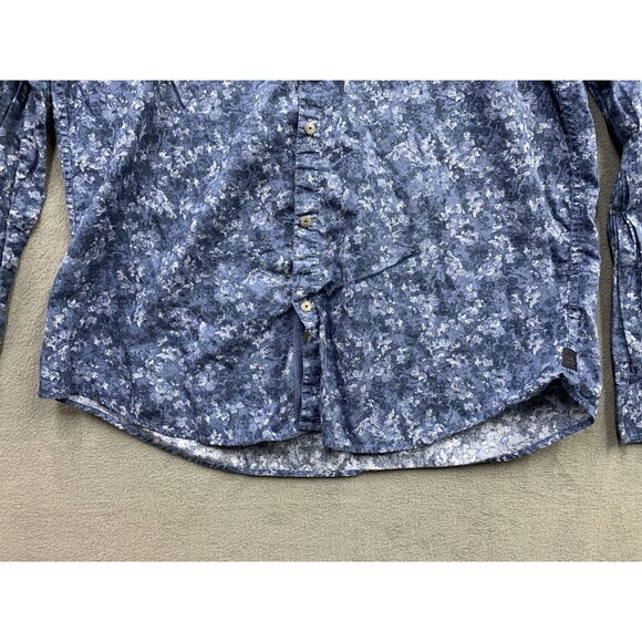 Calvin Klein Jeans Button Up Shirt Mens Size 2XL XXL Blue Floral Long Sleeve - Picture 10 of 16